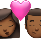 Apple(iPhone) Kiss: Woman, Man, Medium-Dark Skin Tone Emoji