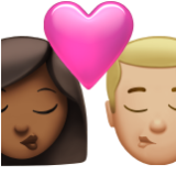 Apple(iPhone) Kiss: Woman, Man, Medium-Dark Skin Tone, Medium-Light Skin Tone Emoji