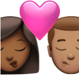 Apple(iPhone) Kiss: Woman, Man, Medium-Dark Skin Tone, Medium Skin Tone Emoji