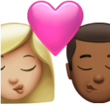 Apple(iPhone) Kiss: Woman, Man, Medium-Light Skin Tone, Medium-Dark Skin Tone Emoji