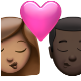 Apple(iPhone) Kiss: Woman, Man, Medium Skin Tone, Dark Skin Tone Emoji