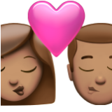 Apple(iPhone) Kiss: Woman, Man, Medium Skin Tone Emoji