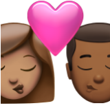 Apple(iPhone) Kiss: Woman, Man, Medium Skin Tone, Medium-Dark Skin Tone Emoji