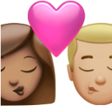 Apple(iPhone) Kiss: Woman, Man, Medium Skin Tone, Medium-Light Skin Tone Emoji