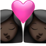 Apple(iPhone) Kiss: Woman, Woman, Dark Skin Tone Emoji