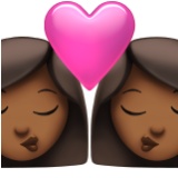 Apple(iPhone) Kiss: Woman, Woman, Medium-Dark Skin Tone Emoji