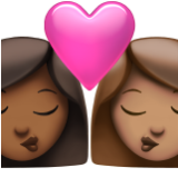 Apple(iPhone) Kiss: Woman, Woman, Medium-Dark Skin Tone, Medium Skin Tone Emoji