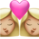 Apple(iPhone) Kiss: Woman, Woman, Medium-Light Skin Tone Emoji