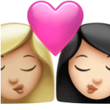 Apple(iPhone) Kiss: Woman, Woman, Medium-Light Skin Tone, Light Skin Tone Emoji