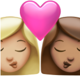 Apple(iPhone) Kiss: Woman, Woman, Medium-Light Skin Tone, Medium Skin Tone Emoji