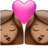 Apple(iPhone) Kiss: Woman, Woman, Medium Skin Tone Emoji