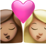 Apple(iPhone) Kiss: Woman, Woman, Medium Skin Tone, Medium-Light Skin Tone Emoji