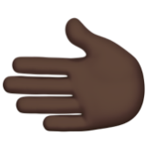 Apple(iPhone) Leftwards Hand: Dark Skin Tone Emoji