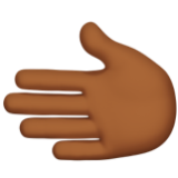 Apple(iPhone) Leftwards Hand: Medium-Dark Skin Tone Emoji