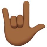 Apple(iPhone) Love-You Gesture: Medium-Dark Skin Tone Emoji