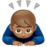 Apple(iPhone) Man Bowing: Medium Skin Tone Emoji