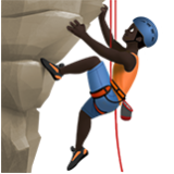 Apple(iPhone) Man Climbing: Dark Skin Tone Emoji