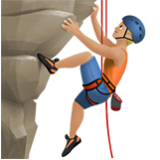 Apple(iPhone) Man Climbing: Medium-Light Skin Tone Emoji