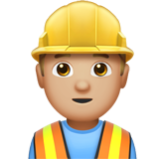 Apple(iPhone) Man Construction Worker: Medium-Light Skin Tone Emoji