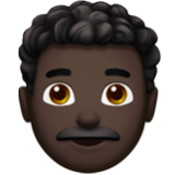 Apple(iPhone) Man: Dark Skin Tone, Curly Hair Emoji