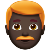 Apple(iPhone) Man: Dark Skin Tone, Red Hair Emoji