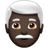 Apple(iPhone) Man: Dark Skin Tone, White Hair Emoji