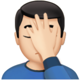 Apple(iPhone) Man Facepalming: Light Skin Tone Emoji