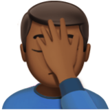 Apple(iPhone) Man Facepalming: Medium-Dark Skin Tone Emoji