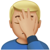 Apple(iPhone) Man Facepalming: Medium-Light Skin Tone Emoji