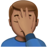 Apple(iPhone) Man Facepalming: Medium Skin Tone Emoji