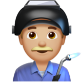 Apple(iPhone) Man Factory Worker: Medium-Light Skin Tone Emoji