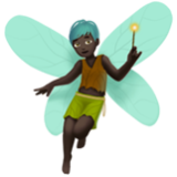 Apple(iPhone) Man Fairy: Dark Skin Tone Emoji