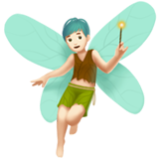 Apple(iPhone) Man Fairy: Light Skin Tone Emoji