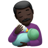 Apple(iPhone) Man Feeding Baby: Dark Skin Tone Emoji