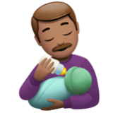 Apple(iPhone) Man Feeding Baby: Medium Skin Tone Emoji