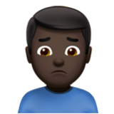 Apple(iPhone) Man Frowning: Dark Skin Tone Emoji