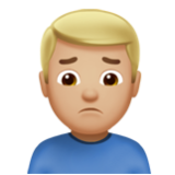 Apple(iPhone) Man Frowning: Medium-Light Skin Tone Emoji