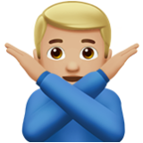 Apple(iPhone) Man Gesturing No: Medium-Light Skin Tone Emoji