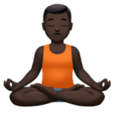 Apple(iPhone) Man In Lotus Position: Dark Skin Tone Emoji