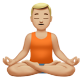 Apple(iPhone) Man In Lotus Position: Medium-Light Skin Tone Emoji