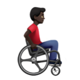 Apple(iPhone) Man In Manual Wheelchair Facing Right: Dark Skin Tone Emoji