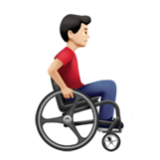 Apple(iPhone) Man In Manual Wheelchair Facing Right: Light Skin Tone Emoji