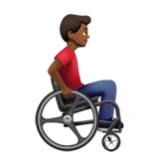 Apple(iPhone) Man In Manual Wheelchair Facing Right: Medium-Dark Skin Tone Emoji