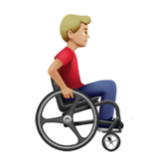 Apple(iPhone) Man In Manual Wheelchair Facing Right: Medium-Light Skin Tone Emoji