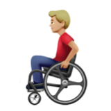 Apple(iPhone) Man In Manual Wheelchair: Medium-Light Skin Tone Emoji