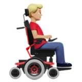 Apple(iPhone) Man In Motorized Wheelchair Facing Right: Medium-Light Skin Tone Emoji