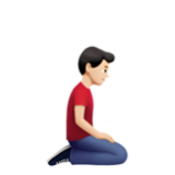 Apple(iPhone) Man Kneeling Facing Right: Light Skin Tone Emoji