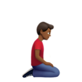 Apple(iPhone) Man Kneeling Facing Right: Medium-Dark Skin Tone Emoji