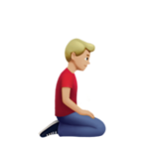 Apple(iPhone) Man Kneeling Facing Right: Medium-Light Skin Tone Emoji