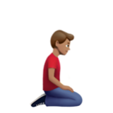 Apple(iPhone) Man Kneeling Facing Right: Medium Skin Tone Emoji